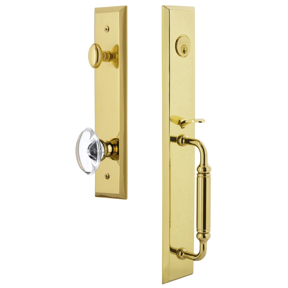 Grandeur by Nostalgic Warehouse FAVCGRPRO Fifth Avenue One-Piece Handleset with C Grip and Provence Knob in Lifetime Brass
